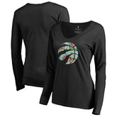 Toronto Raptors Women's Lovely V-Neck Long Sleeve T-Shirt - Black for sale