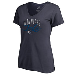 Winnipeg Jets Women's Graceful V-Neck T-Shirt Navy