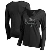 Los Angeles Kings Women's Graceful Long Sleeve V-Neck T-Shirt Black