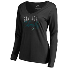 San Jose Sharks Women's Graceful Long Sleeve V-Neck T-Shirt Black