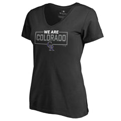 Colorado Rockies Women's We Are Icon V-Neck T-Shirt - Black