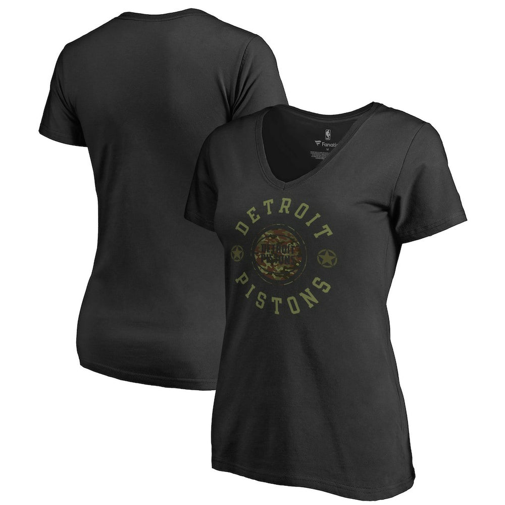 Detroit Pistons Women's Liberty V-Neck T-Shirt sale - Black shop