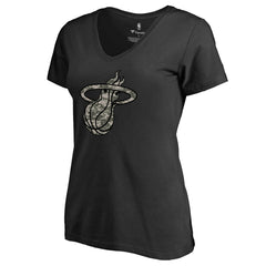 Miami Heat Women's Cloak Camo V-Neck T-Shirt - Black sale