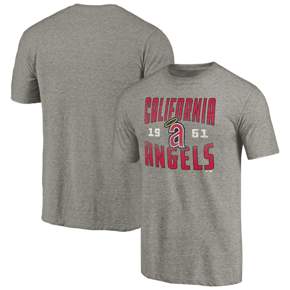 California Angels Cooperstown Collection Vintage Antique Stack Tri-Blend T-Shirt - Gray