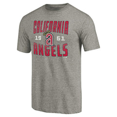 California Angels Cooperstown Collection Vintage Antique Stack Tri-Blend T-Shirt - Gray