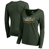Minnesota Wild Women's Iconic Collection We Are Long Sleeve V-Neck T-Shirt Green
