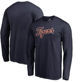 Detroit Tigers Team Wordmark Long Sleeve T-Shirt - Navy