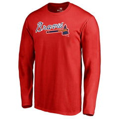 Atlanta Braves Team Wordmark Long Sleeve T-Shirt - Red