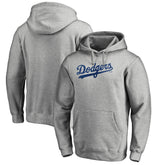 Los Angeles Dodgers Official Wordmark Fitted Pullover Hoodie - Heather Gray