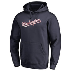 Washington Nationals Official Wordmark Fitted Pullover Hoodie - Navy