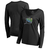 Tampa Bay Rays Women's Cooperstown Collection Forbes Long Sleeve V-Neck T-Shirt - Black