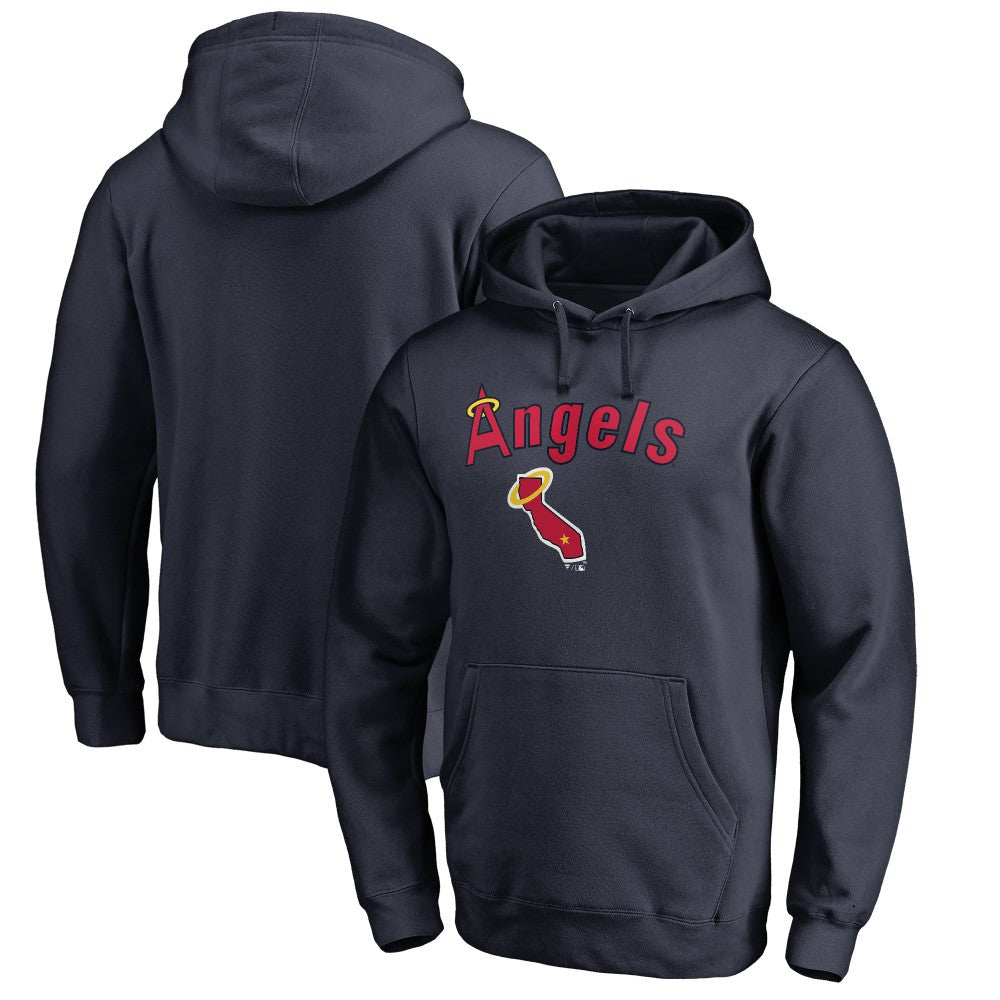 Los Angeles Angels Vintage Cooperstown Collection Wahconah Fitted Pullover Hoodie - Navy