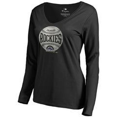 Colorado Rockies Women's Cooperstown Collection Slider Long Sleeve V-Neck T-Shirt - Black