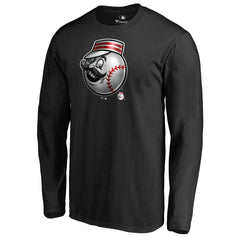 Cincinnati Reds Midnight Mascot Long Sleeve T-Shirt - Black