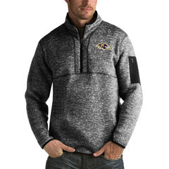 Baltimore Ravens Antigua Fortune Big & Tall Quarter-Zip Pullover Jacket - Heather Black sale