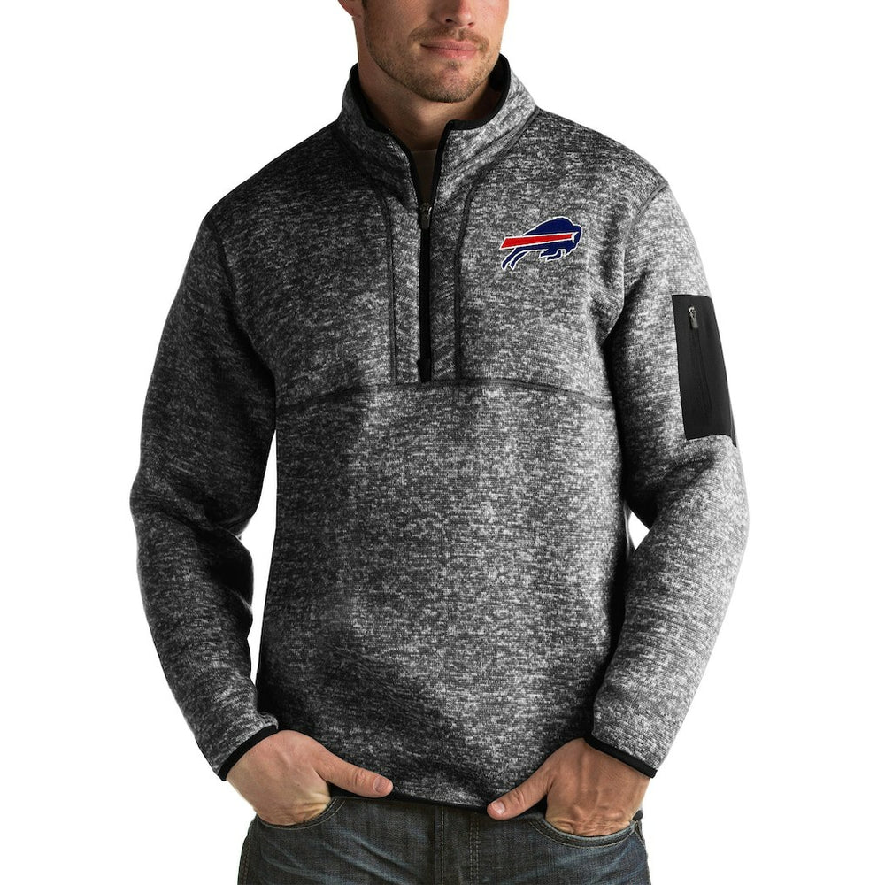 Buffalo Bills Antigua Fortune Big & Tall Quarter-Zip Pullover Jacket - Heather Black discount