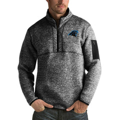 Carolina Panthers Antigua Fortune Big & Tall Quarter-Zip Pullover Jacket - Heather Black cheap