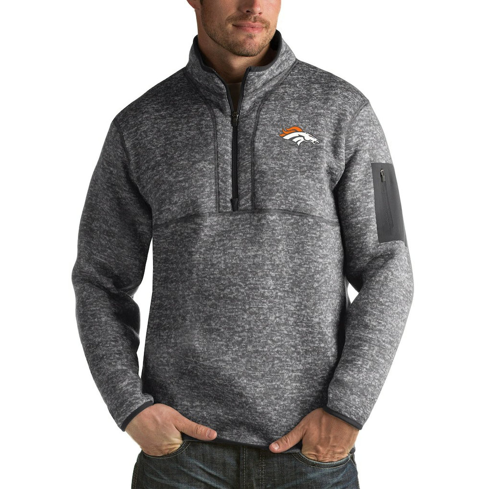 Denver Broncos Antigua Fortune Big & Tall Quarter-Zip Pullover Jacket - Charcoal sale