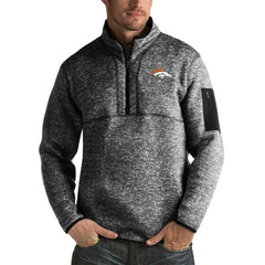 Denver Broncos Antigua Fortune Big & Tall Quarter-Zip Pullover Jacket - Heather Black on sale