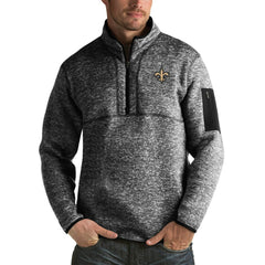 New Orleans Saints Antigua Fortune Big & Tall Quarter-Zip Pullover Jacket - Heather Black outlet