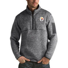 Pittsburgh Steelers Antigua Fortune Big & Tall Quarter-Zip Pullover Jacket - Heather Black discount