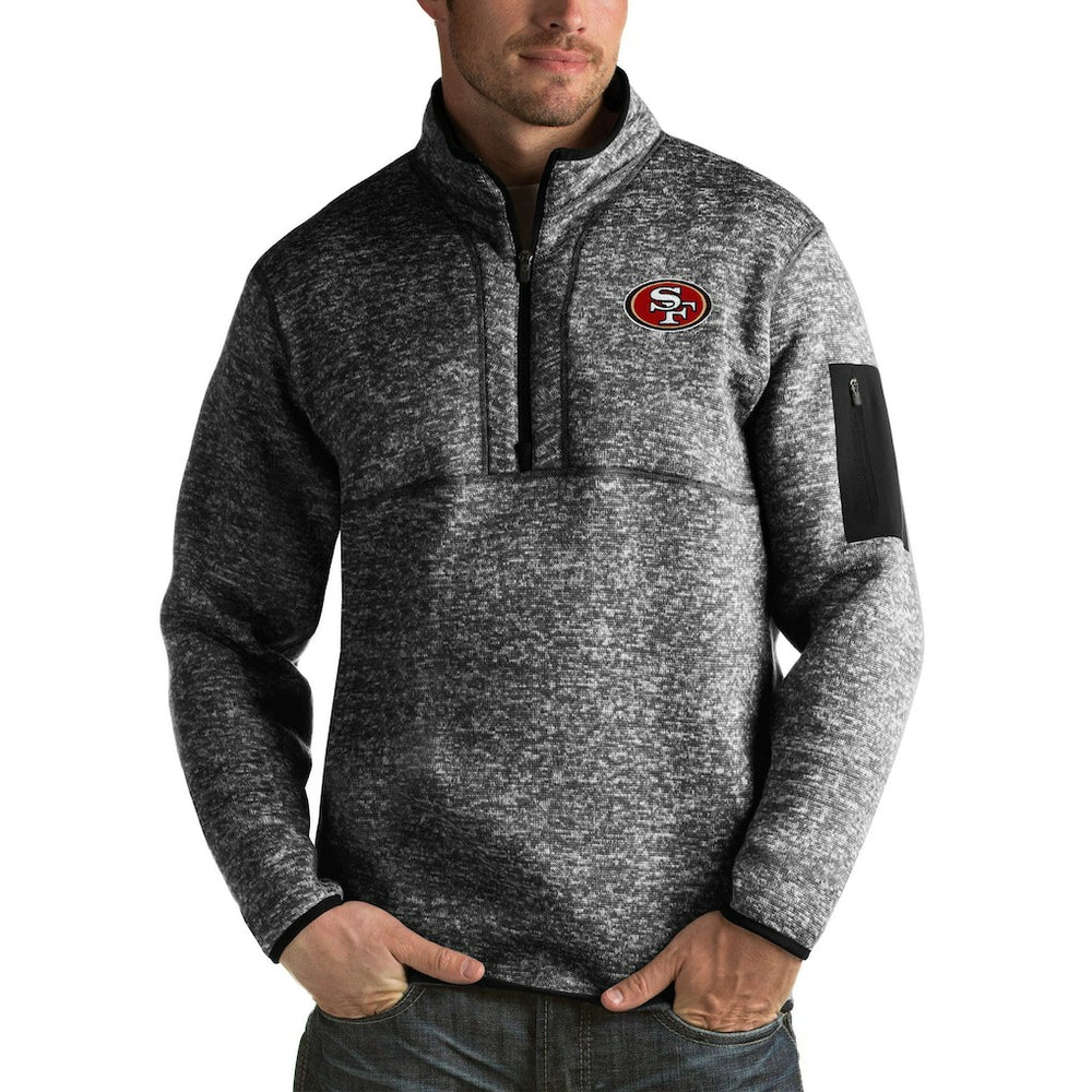 San Francisco 49ers Antigua Fortune Big & Tall Quarter-Zip Pullover Jacket - Heather Black outlet