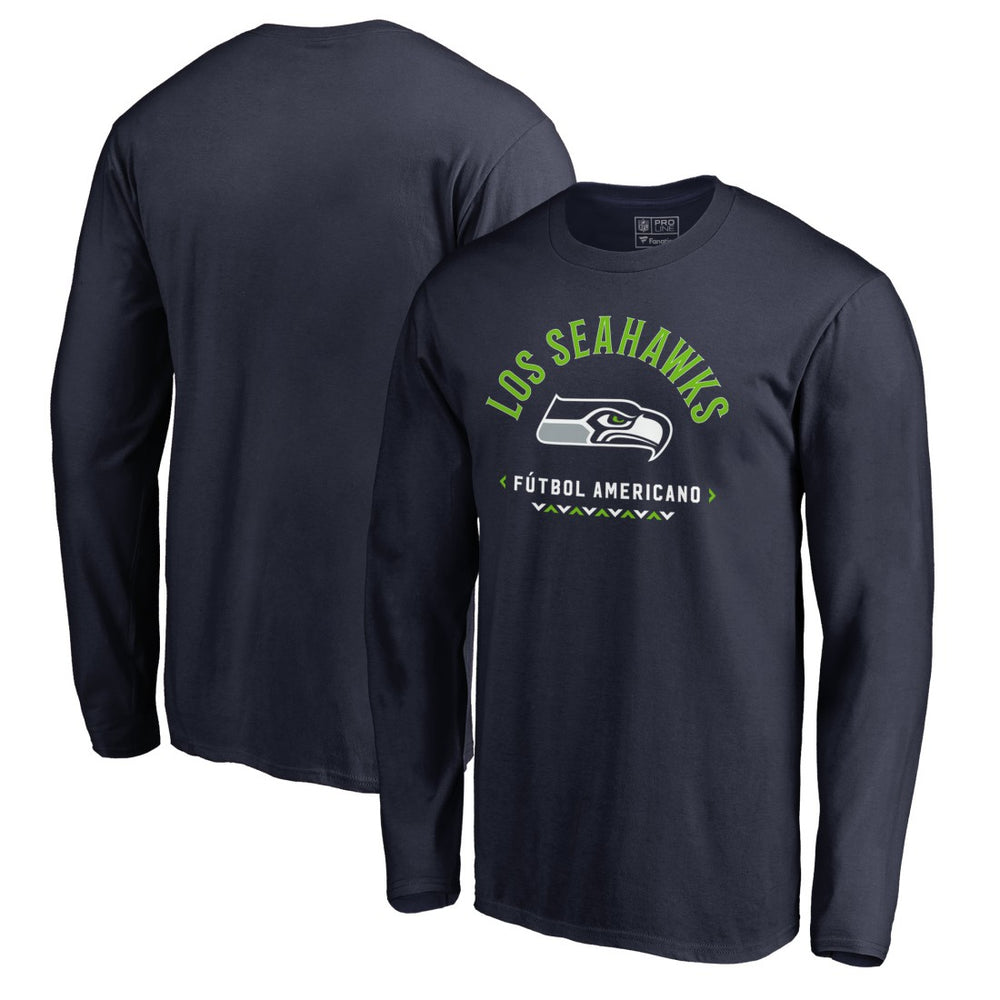 Seattle Seahawks Futbol Americano Long Sleeve T-Shirt - College Navy sale