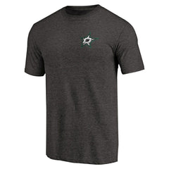 Dallas Stars Primary Logo Left Chest Distressed Tri-Blend T-Shirt Black