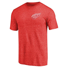 Detroit Red Wings Primary Logo Left Chest Distressed Tri-Blend T-Shirt Red