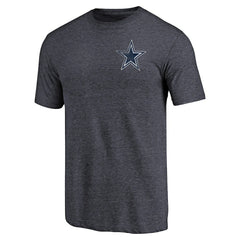Dallas Cowboys Primary Logo Left Chest Distressed Tri-Blend T-Shirt - Heathered Navy discount