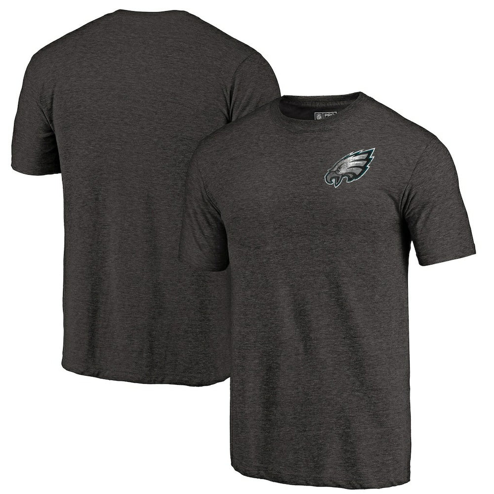 Philadelphia Eagles Primary Logo Left Chest Distressed Tri-Blend T-Shirt - Heathered Black sale