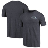 Seattle Seahawks Primary Logo Left Chest Distressed Tri-Blend T-Shirt - Heathered College Navy on sale