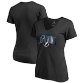 Tampa Bay Lightning Women's Arch Smoke V-Neck T-Shirt Black