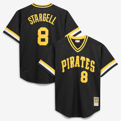 Willie Stargell Pittsburgh Pirates Cooperstown Collection Big & Tall Mesh Batting Practice Jersey - Black | Mitchell & Ness
