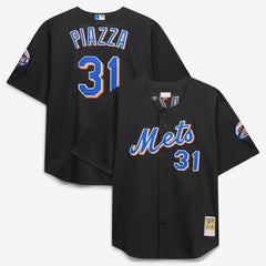 Mike Piazza New York Mets Big & Tall Cooperstown Mesh Batting Practice Jersey - Black | Mitchell & Ness