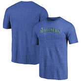 Seattle Mariners Team Wordmark Tri-Blend T-Shirt - Royal