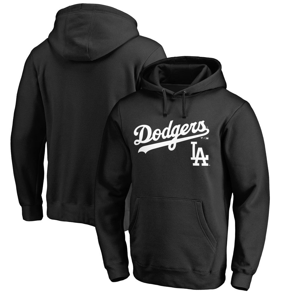 Los Angeles Dodgers Team Lockup Fitted Pullover Hoodie - Black
