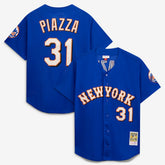 Mike Piazza New York Mets Cooperstown Collection Mesh Batting Practice Button-Up Jersey - Royal | Mitchell & Ness