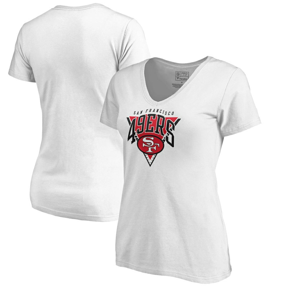 San Francisco 49ers Women's Frontline V-Neck T-Shirt - White discount