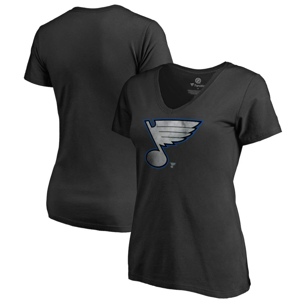St. Louis Blues Women's Core Smoke V-Neck T-Shirt Black