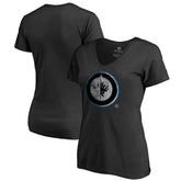 Winnipeg Jets Women's Core Smoke V-Neck T-Shirt Black