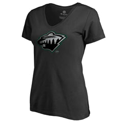 Minnesota Wild Women's Core Smoke V-Neck T-Shirt Black