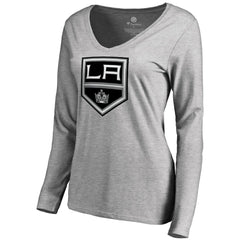 Los Angeles Kings Women's Team Alternate Long Sleeve V-Neck T-Shirt Heather Gray