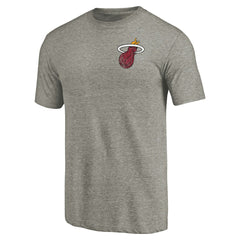 Miami Heat Primary Logo Left Chest Distressed Tri-Blend T-Shirt - Gray shop