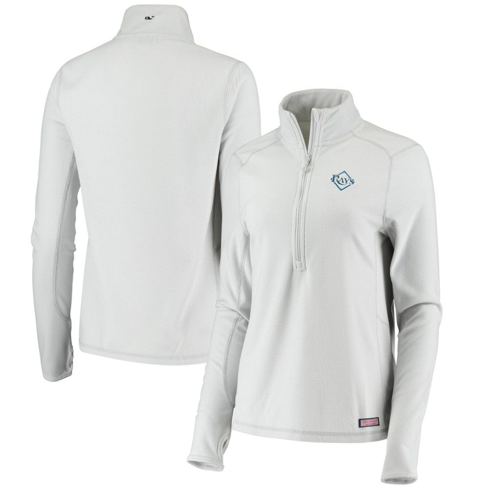 Tampa Bay Rays Vineyard Vines Women's Performance Grid Half-Zip Pullover Top - Gray