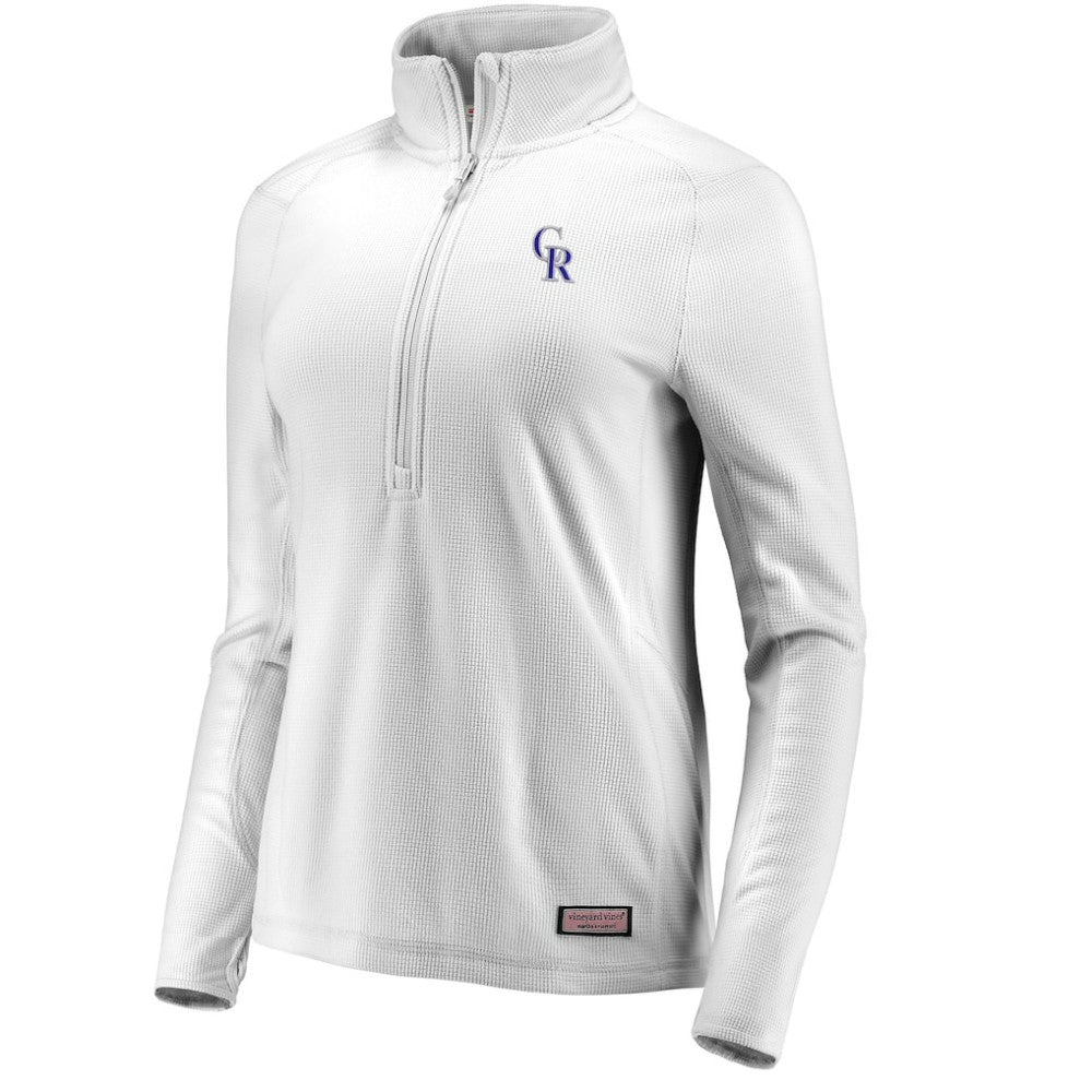 Colorado Rockies Vineyard Vines Women's Performance Grid Half-Zip Pullover Top - Gray