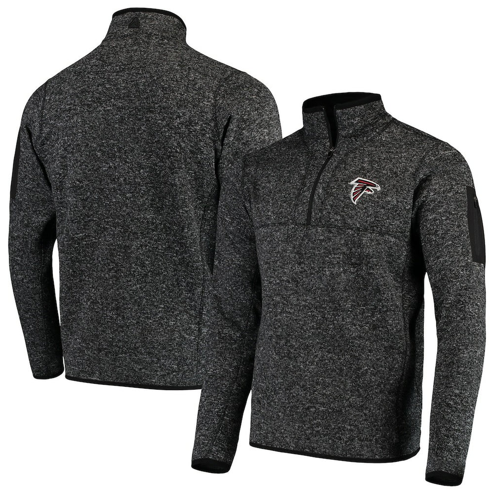 Atlanta Falcons Antigua Fortune Quarter-Zip Pullover Jacket - Heather Black outlet