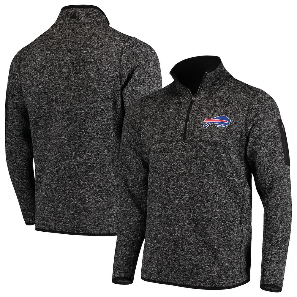 Buffalo Bills Antigua Fortune Quarter-Zip Pullover Jacket - Heathered Black discount