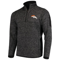 Denver Broncos Antigua Fortune Quarter-Zip Pullover Jacket - Heather Black discount
