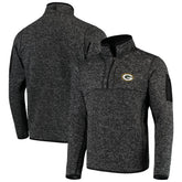 Green Bay Packers Antigua Fortune Quarter-Zip Pullover Jacket - Heather Black cheap